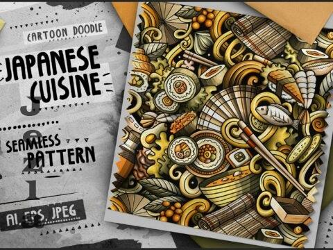 Japan Food Doodle Cartoon Seamless Pattern - WWEDHKJ