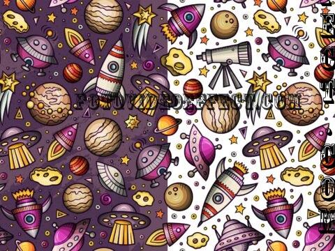 Outer Space Cartoon Seamless Pattern - SC4V47G