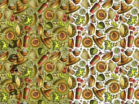 Mexican Food Cartoon Seamless Pattern - 9PG99W6