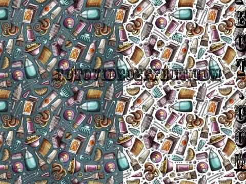 Hair Salon Cartoon Seamless Pattern - 22WFZVK