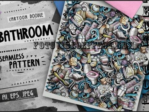 Bathroom Doodle Cartoon Seamless Pattern - HQ2HHYZ