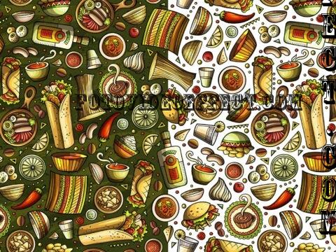 Mexican Food Cartoon Seamless Pattern - YZL4AN6