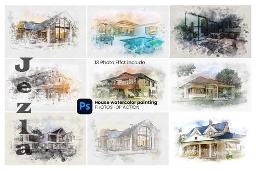 House Watercolor Painting - 288702226