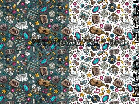 Musical Cartoon Seamless Pattern - EGTU8RH