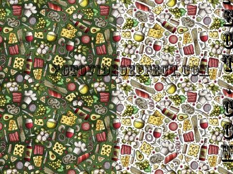 Italian Food Cartoon Seamless Pattern - 4QTZQFQ