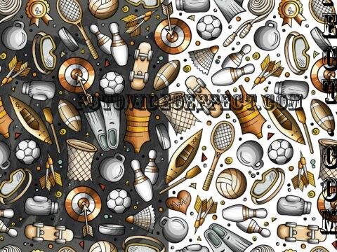 Sports Cartoon Seamless Pattern - B976F9S