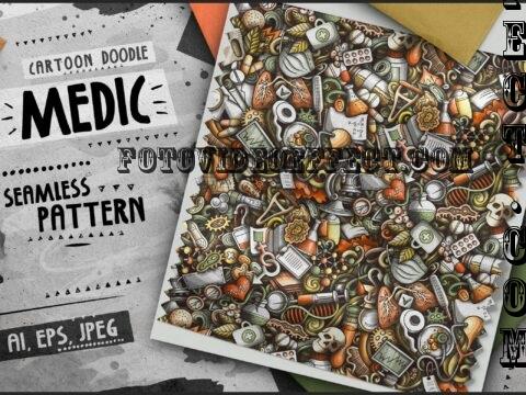 Medicine Cartoon Seamless Pattern - W7K4W4T