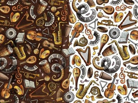 Classic Music Cartoon Seamless Pattern - QV3SPE3