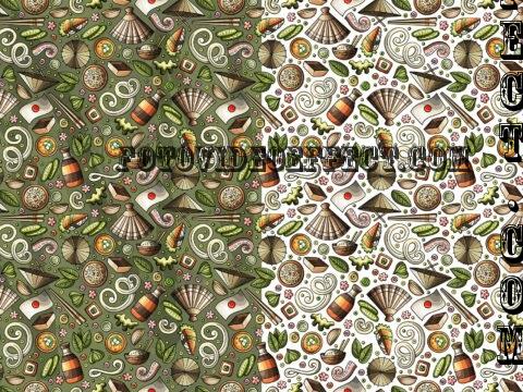 Japan Food Cartoon Seamless Pattern - YSKFS2Y