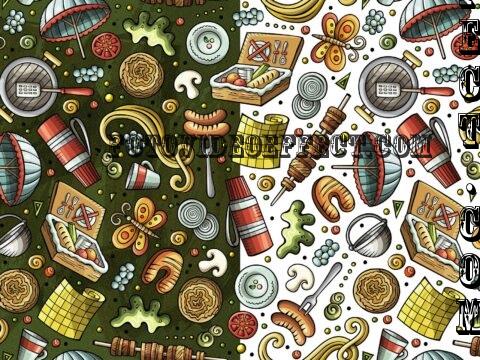 Picnic Cartoon Seamless Pattern - MG28E4R