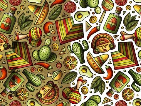 Latin America Cartoon Seamless Pattern - B45NL5C