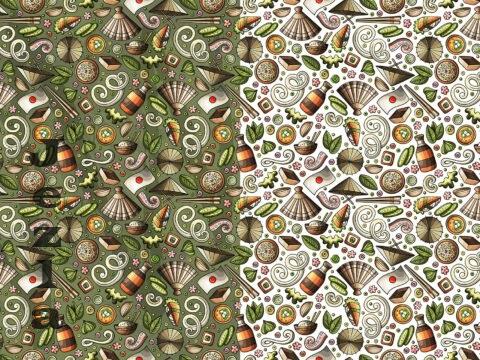 Japan Food Cartoon Seamless Pattern - YSKFS2Y