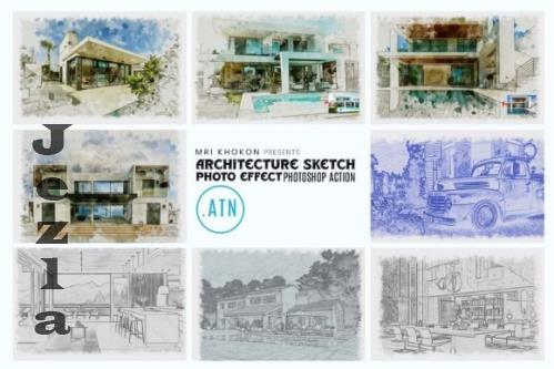 Architecture Sketch Photoshop Action - 284293551