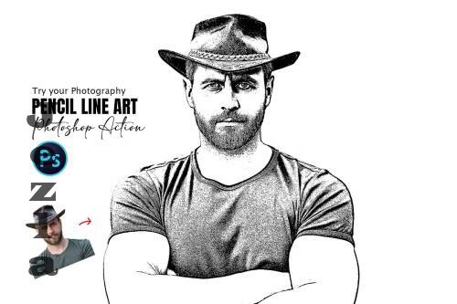 Pencil Line Art Photoshop Action - 288854755