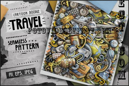 Traveling Doodle Cartoon Seamless Pattern - 3GXVCJU