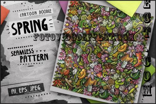 Spring Season Doodle Cartoon Seamless Pattern - SMVSCDF