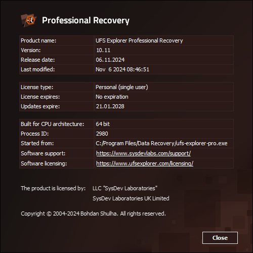 UFS Explorer Professional Recovery 10.11.0.7261