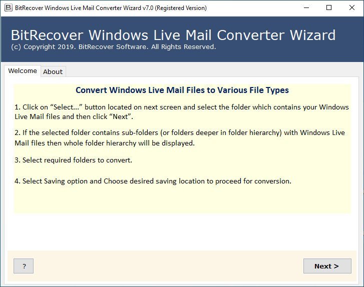 BitRecover Windows Live Mail Converter Wizard 8.2