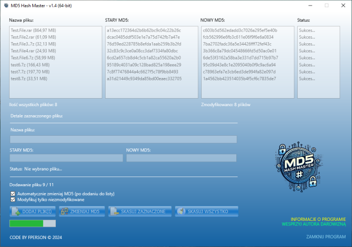 MD5 Hash Master v.1.4 (x86/x64) [POLISH/ENGLISH]