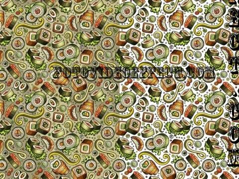 Japan Food Cartoon Seamless Pattern - AN2KNL3