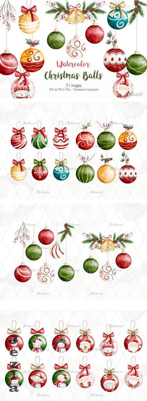 Watercolor Christmas Balls - R79D56X