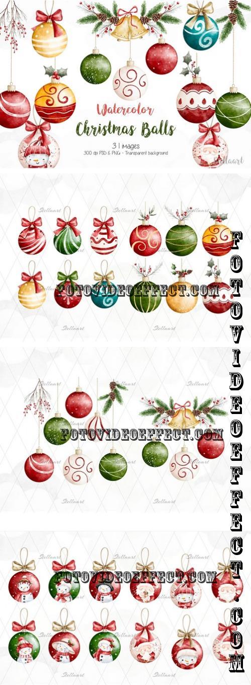 Watercolor Christmas Balls - R79D56X