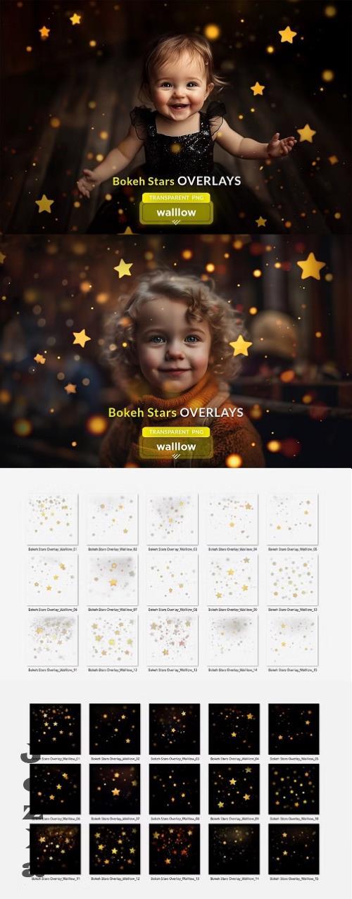 Gold Bokeh Star Photo Overlays PNG - 286612088 - GBRYCU2