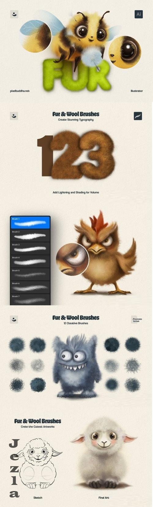 Fur Brushes for Illustrator - 289304190