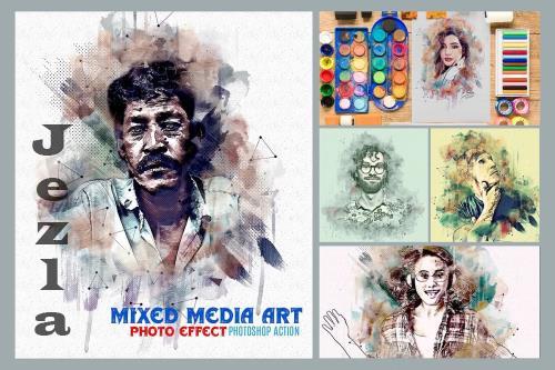 Mixed Media Art Photoshop Action - 286212195