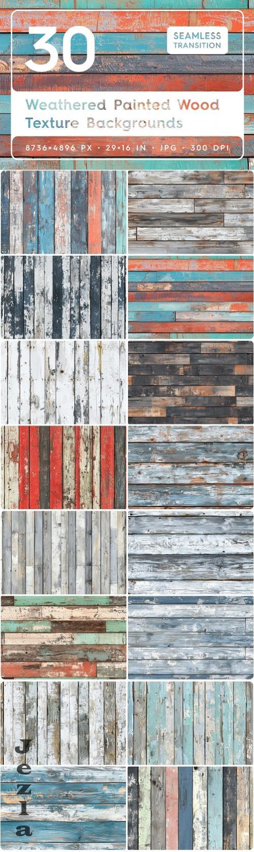 30 Weathered Painted Wood Textures - 287677915