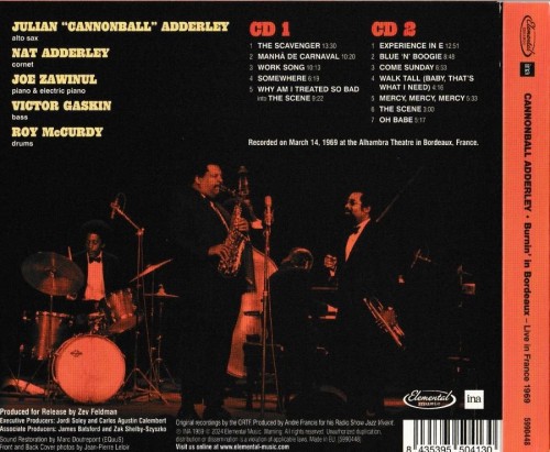 Cannonball Adderley  Burnin' In Bordeaux: Live in France 1969 (2024) 2CD Lossless