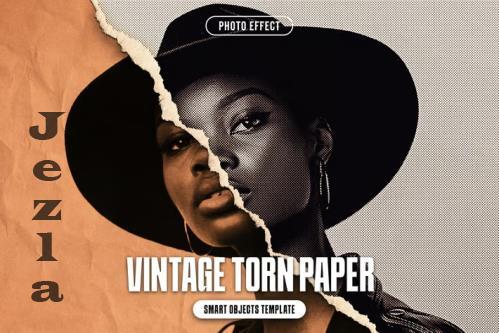 Vintage Torn Paper Photo Effect - 289517376