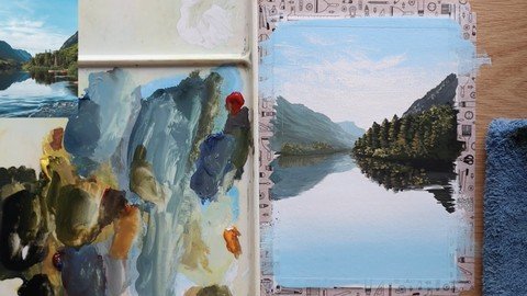 Lake And Trees Gouache Tutorial – How To Paint A Landscape