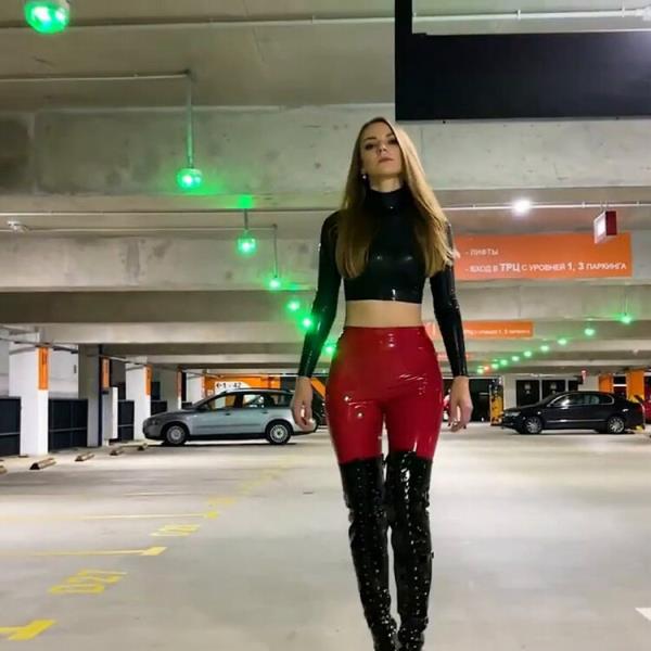 Olga Tarletskaya Carpark Walk In Red Vinyl, Latex and High Heel Boots [SD 674p] 2024