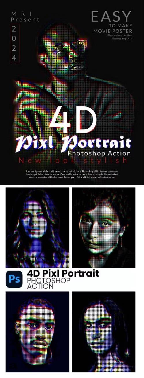 4D Pixel Portrait Photoshop Action - 287774069