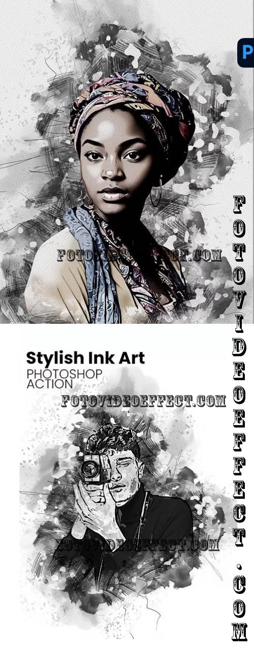 Stylish Ink Art Photoshop Action - 287677774