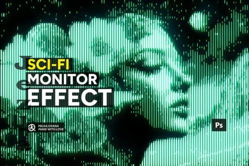 Retro Sci-Fi Matrix Monitor Effect - 290143642 - 2EVC7DD