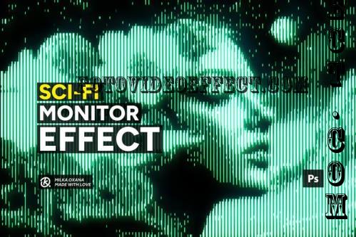 Retro Sci-Fi Matrix Monitor Effect - 290143642 - 2EVC7DD