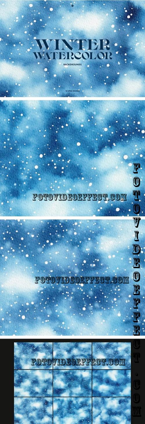 Snowy Winter Watercolor Backgrounds - JEFL5YL