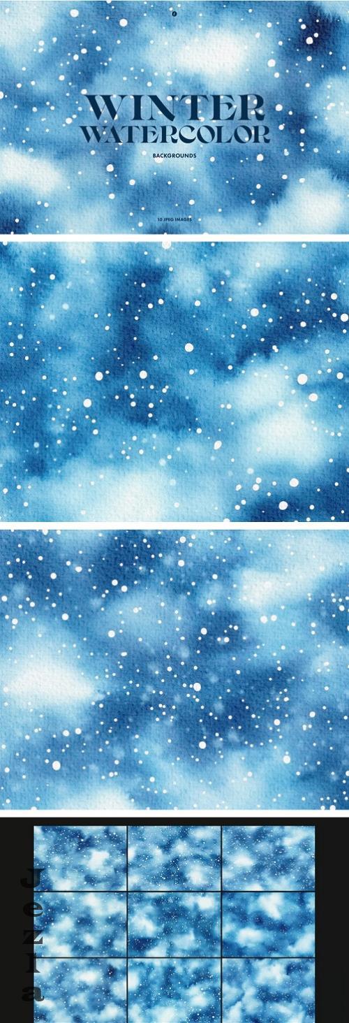 Snowy Winter Watercolor Backgrounds - JEFL5YL