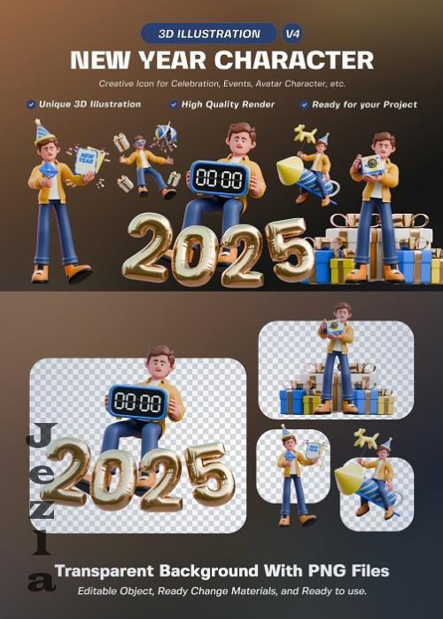 New Year Character 3D Illustration Pack V4 - XP9H2AY