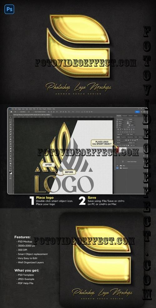 Gold Logo Photoshop Mockup - 290748375 - WNMZR84