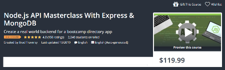 - Node.js API Masterclass With Express & MongoDB (2019)