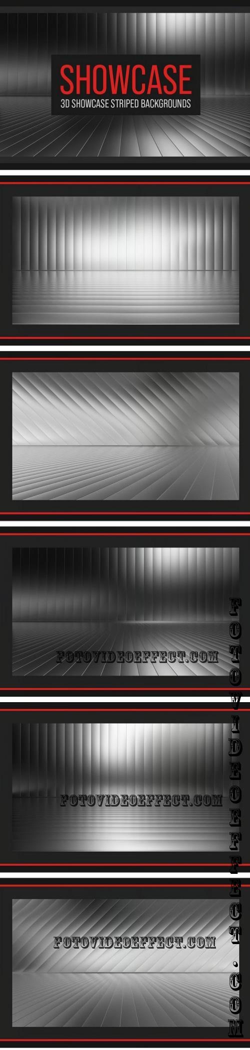 White & Black 3D Showcase Striped Backgrounds - 6YXK937