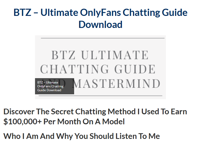 BTZ – Ultimate OnlyFans Chatting Guide Download