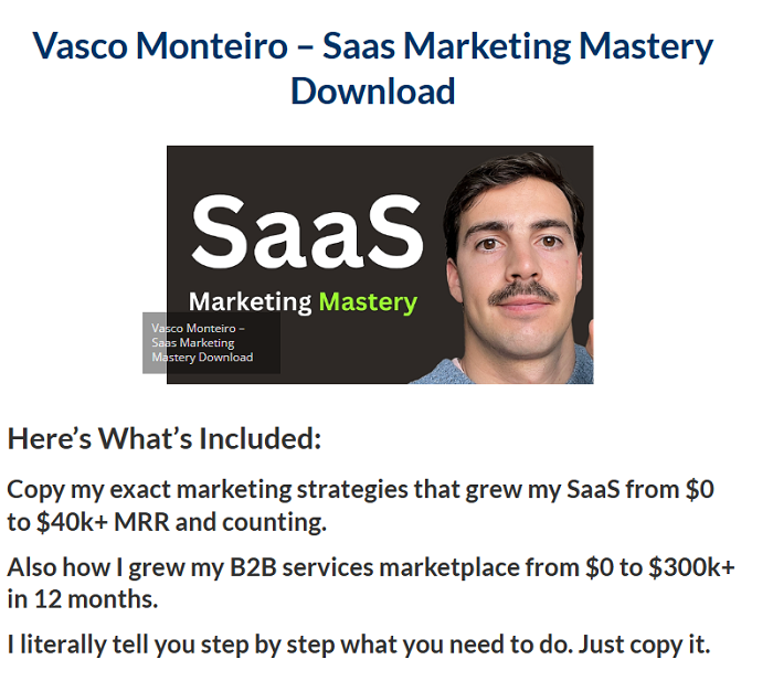 Vasco Monteiro – Saas Marketing Mastery Download