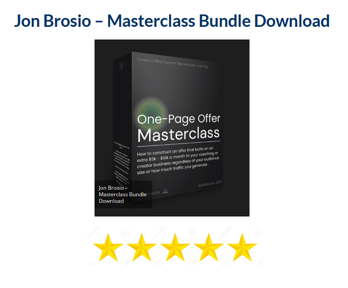 Jon Brosio – Masterclass Bundle Download