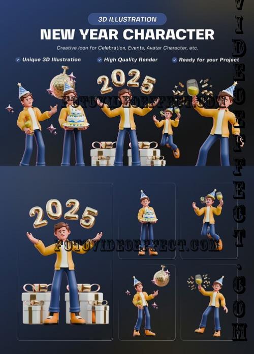 New Year Character 3D Illustration Pack - R87YFWW