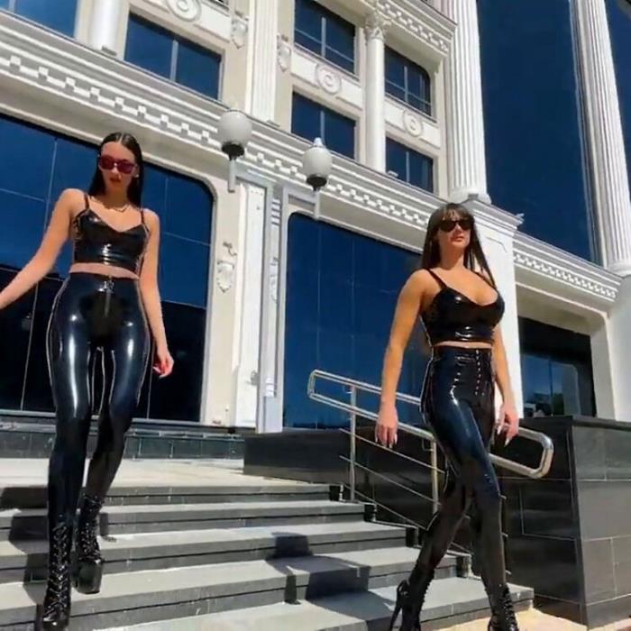 Ksenia Savo and Svetlana Two Fitness Ladies Walk In Vinyl (SD 670p) - MyLatexBabe - [2024]