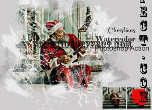 Christmas Watercolor Art Ps Action